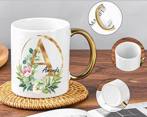 Monogram Initial Ceramic Coffee Mug | By Trebreh Designs