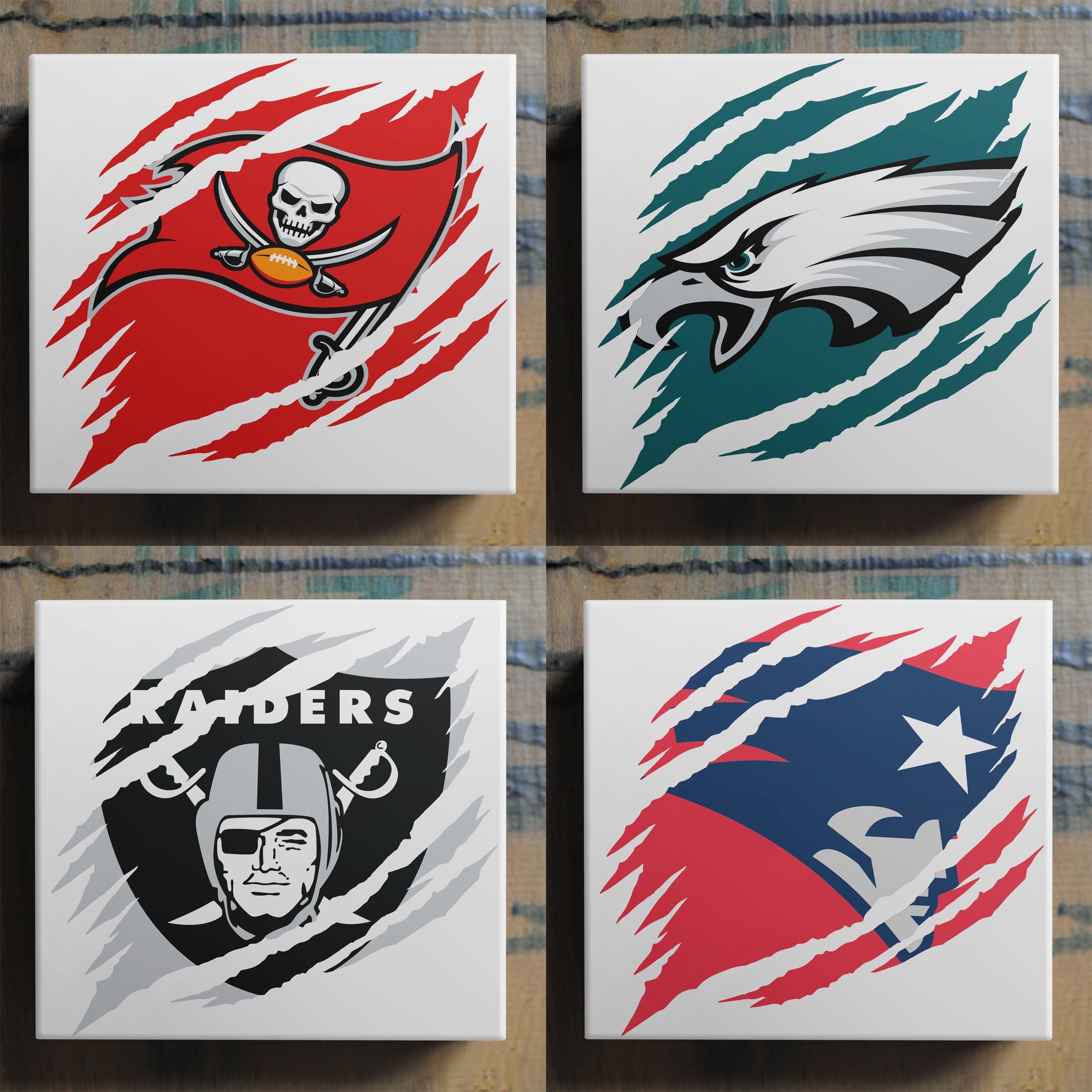 NFL Team Inspired - Claw Print - Ceramic Coasters | By Trebréh Designs